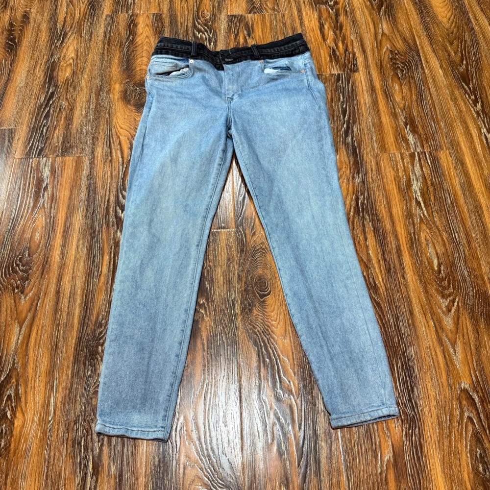 Blank NYC Size 29 The Great Jones High Rise Skinny Jeans Two Tone Blue Black